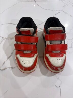 Off-White Kids Red and White Velcro Strap Sneakers